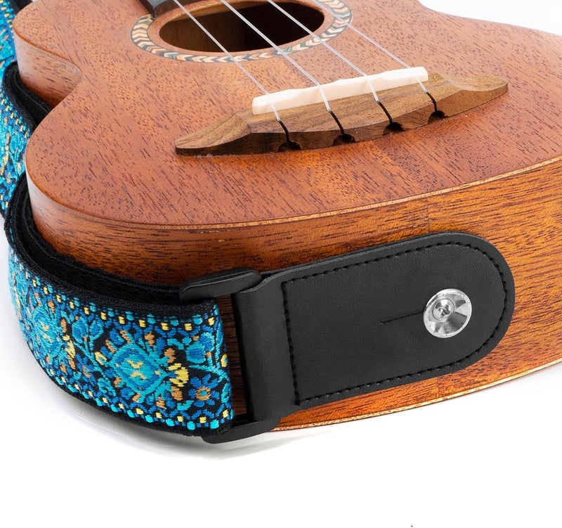 BestSounds Ukulele Strap, Jacquard Weave Adjustable Uke Mandolin Shoulder Straps for Adult & Kids, Ukulele Button Accessories (Teal Blue) - Image 5